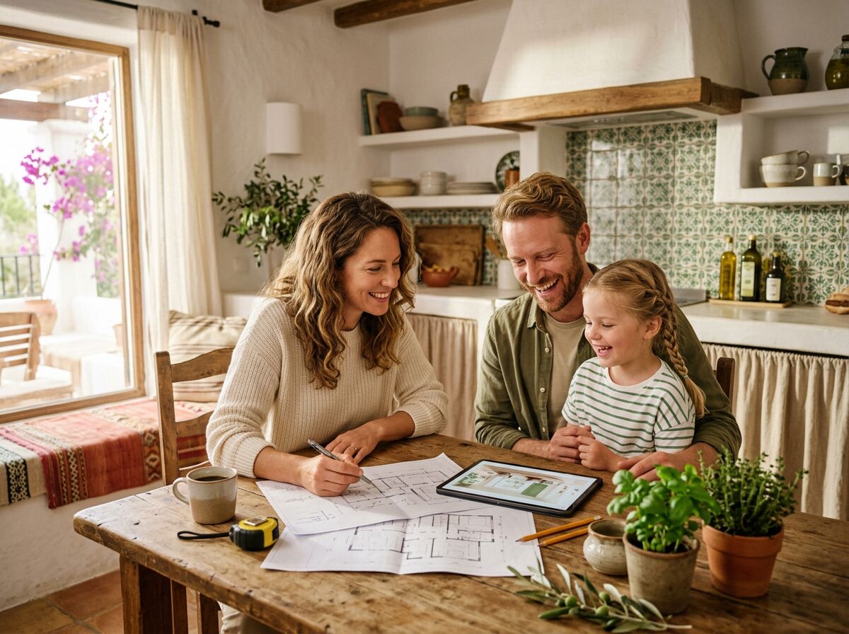 Famiglia che pianifica un progetto per la casa
